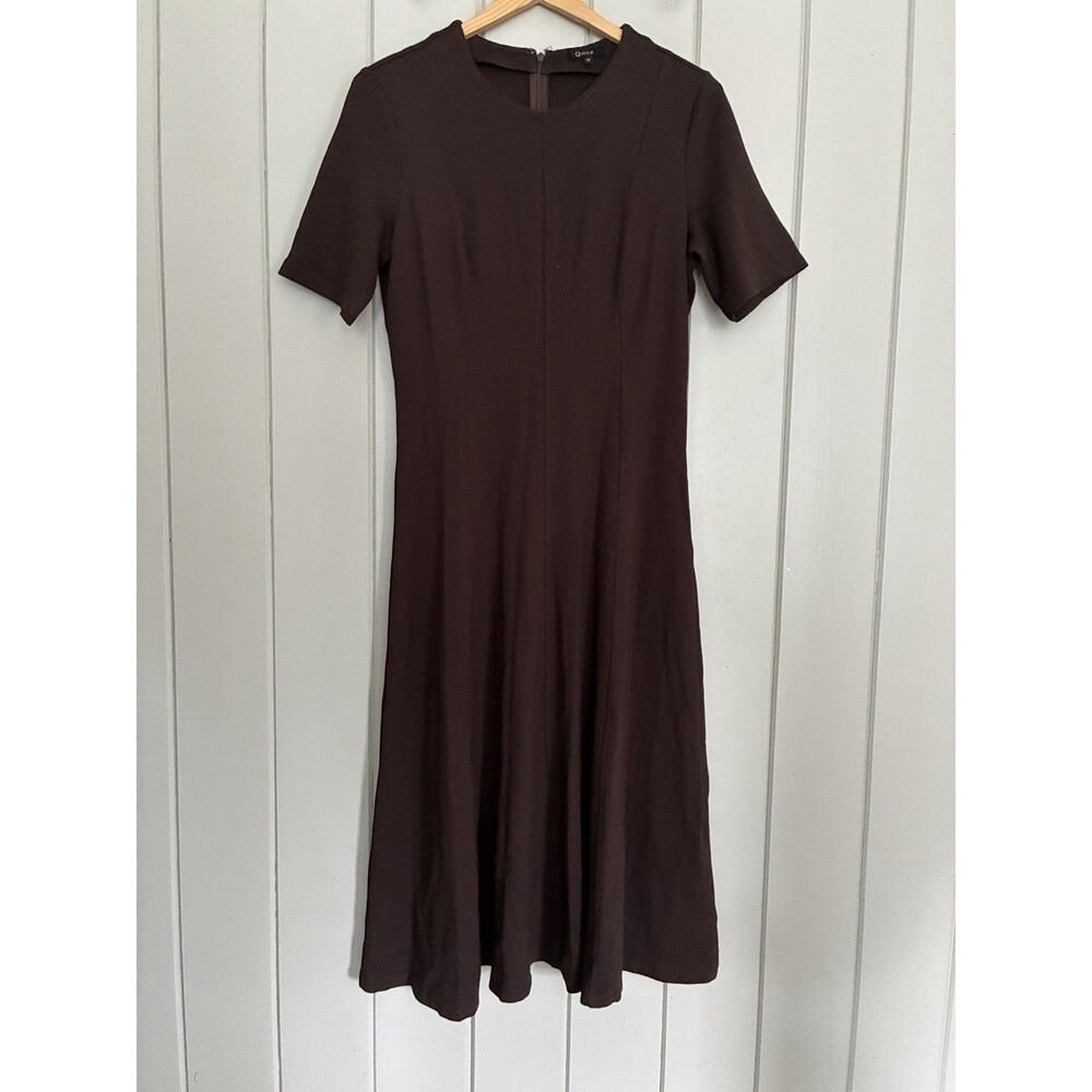 Quince Dress M Medium Ultra-Stretch Ponte Short Sleeve Midi Stretch Career
